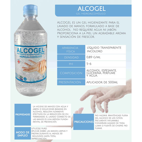 Alcogel, gel hidroalcoholico de manos 500ml