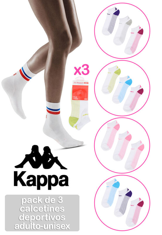 Pack de 3 calcetines Kappa deportivos adulto tobilleros