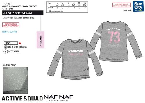 Camiseta manga larga con brillantina de Naf Naf