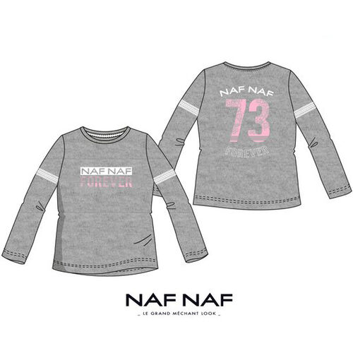 Camiseta manga larga con brillantina de Naf Naf