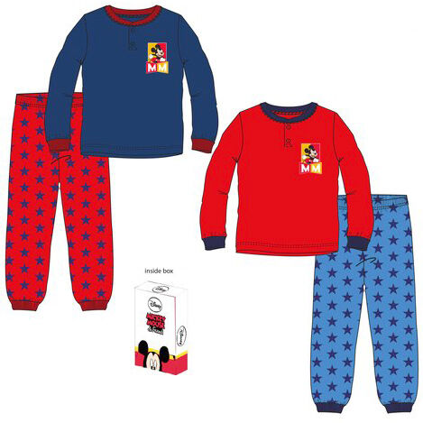 Pijama manga larga coralina en caja regalo de Mickey Mouse