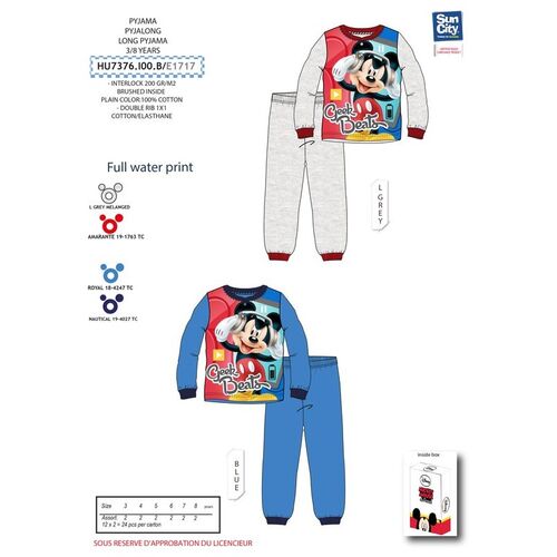 Pijama manga larga algodn de Mickey Mouse