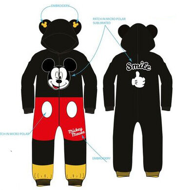 Pijama mono coralina con capucha de Mickey Mouse
