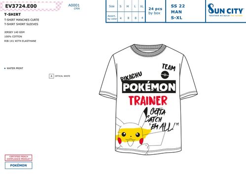 Camiseta juvenil/adulto de Pokemon - talla S
