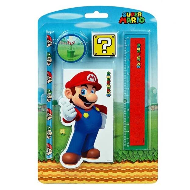 Set papeleria 5 piezas de Super Mario