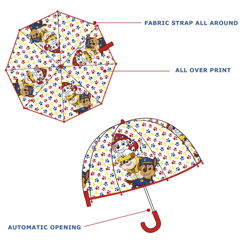 Paraguas automático transparente 48cm de Paw Patrol La Patrulla Canina