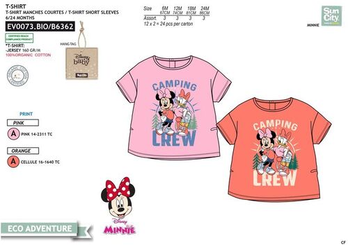 Camiseta manga corta algodn para bebe de Minnie Mouse