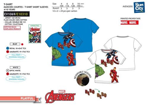 Camiseta manga corta algodón con lentejuelas reversibles de Avengers