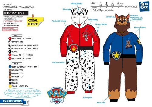 Pijama mono coralina con capucha de Paw Patrol La Patrulla Canina