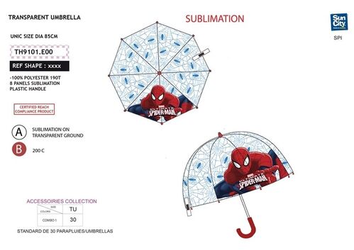 Paraguas manual campana transparente 50cm de Spiderman