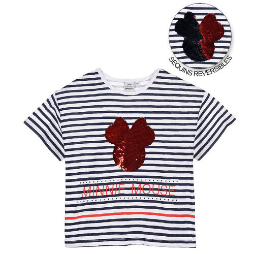 Camiseta manga corta algodn con lentejuelas de Minnie Mouse