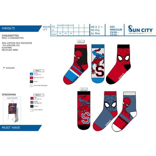 Set 3 calcetines de Spiderman